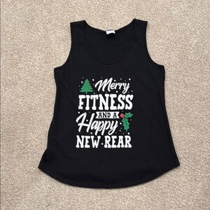 Festive Black and Green Relaxed Sleeveless Tank Top